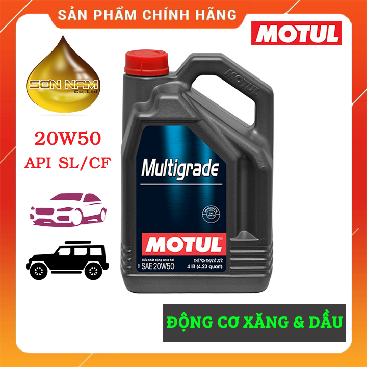 Dầu nhớt xe hơi oto Motul Multigrade 20W50 API SL/CF 4lit