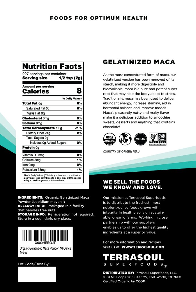 Bột nhân sâm Maca Peru hữu cơ Terrasoul Superfoods