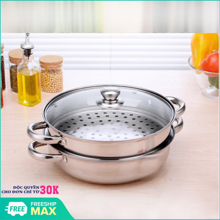 Steamer insulation glass multi-purpose/pot hot pot cum steamer 2 floor inox-nồi steamer 2 floor 28cm steamer insulation glass multi-purpose/pot hot pot cum steamer 2 stainless steel floor-set pot xửng steamer stainless steel Cook 28cm glass cover