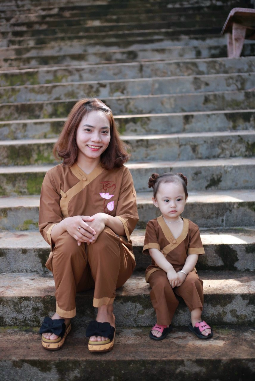 đồ lam cho bé đi chùa vải mềm mát thấm mồ hôi