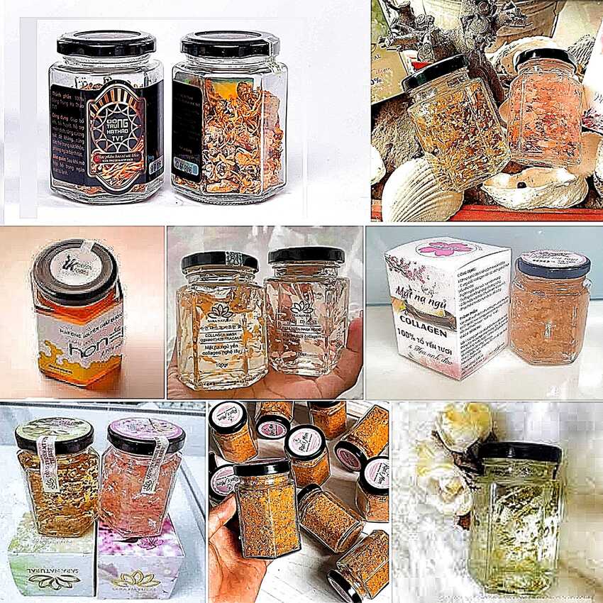 Hexagon pot 100ml – Black tin cap - combo 15 pots/jars