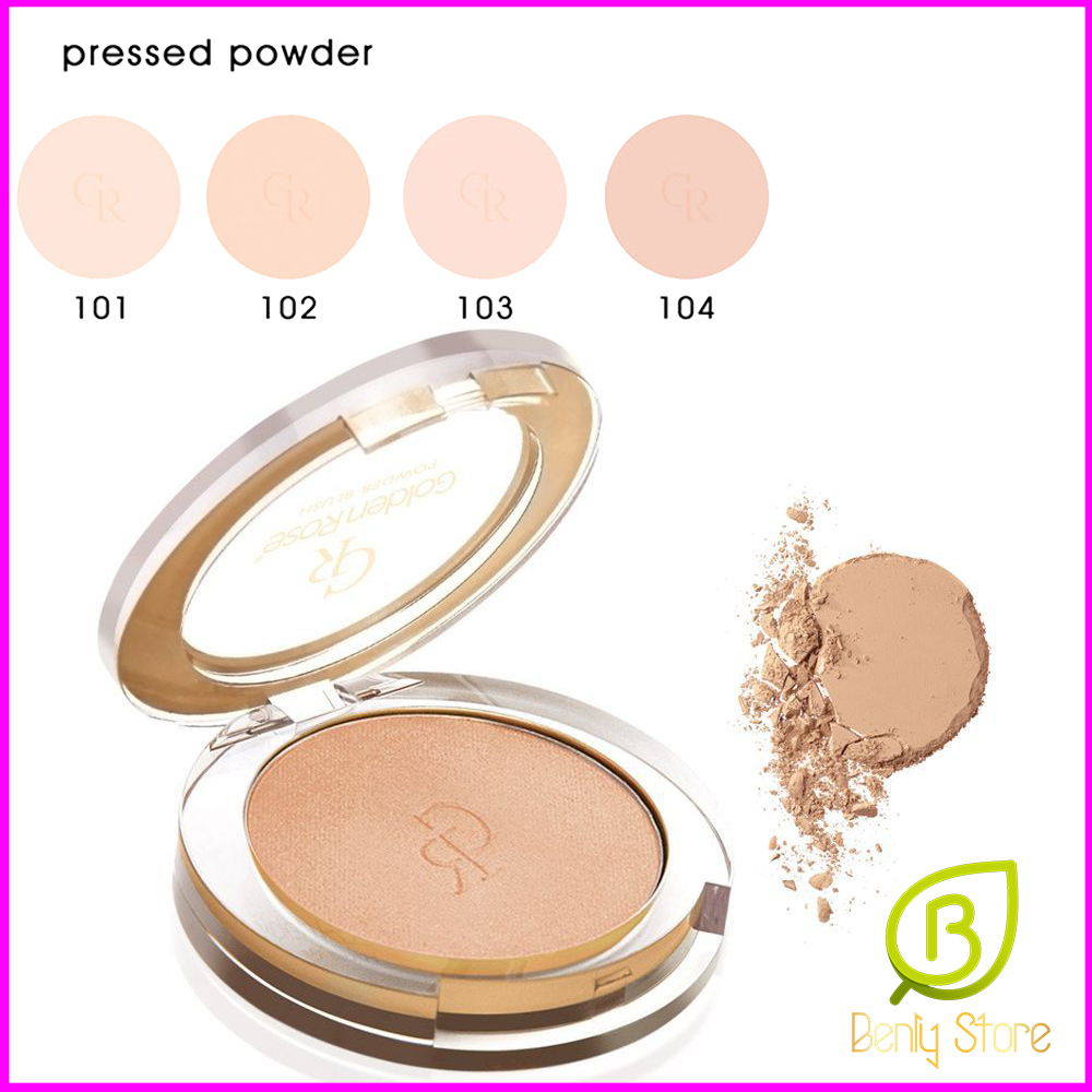 Phấn phủ dành cho da dầu và nhạy cảm trang điểm mềm mịn, tự nhiên, kềm dầu cao cấp Golden Rose Pressed Powder