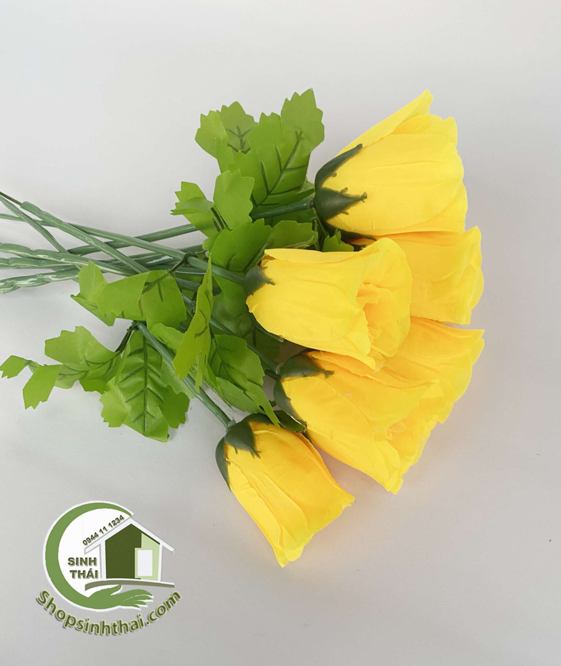 Cành hoa hồng ca sĩ màu vàng - hoa hồng giả cao cấp