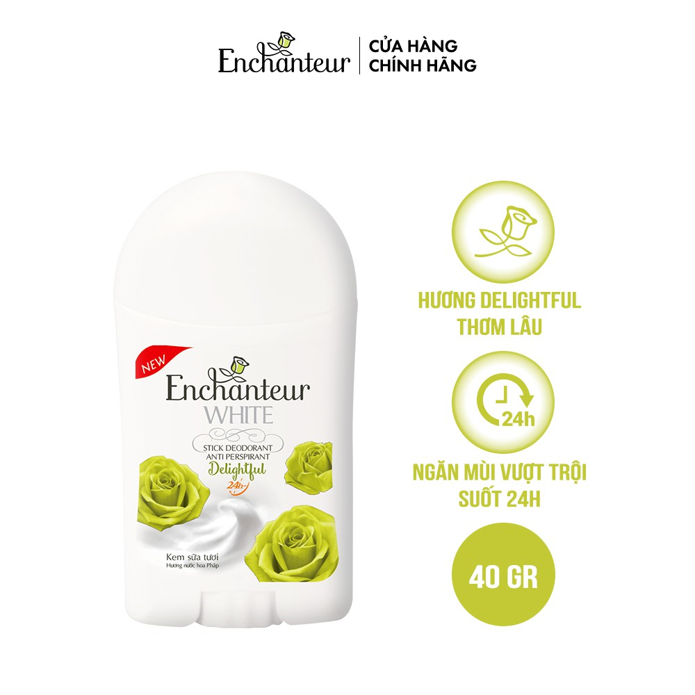 ENCHANTEUR Sáp Khử Mùi Trắng Da 40g – Charming / Sensation / Romantic / Delightful