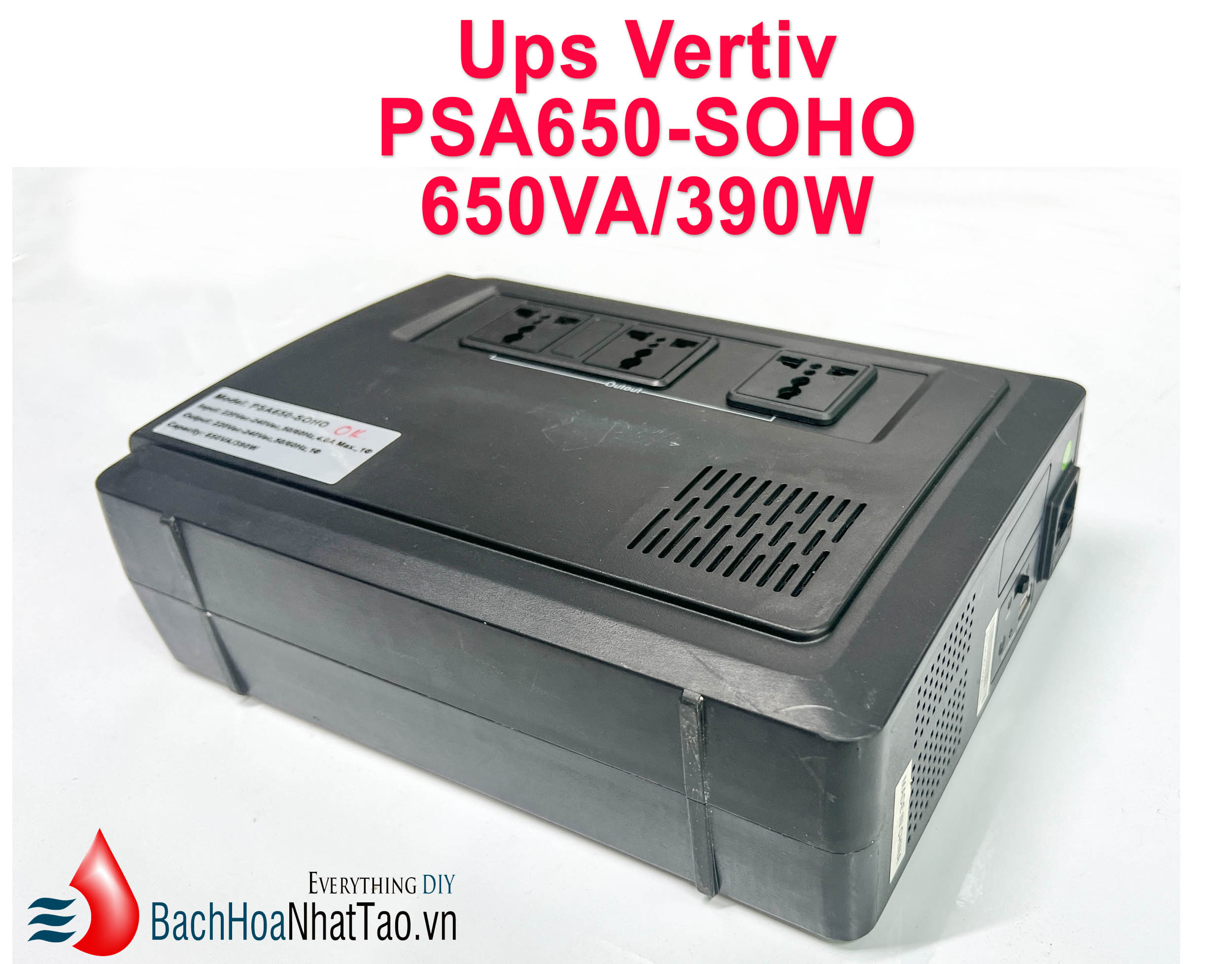 Bộ lưu điện ups psa650-soho 390w , chạy liên tục ,có cổng usb 5v, chưa bao gồm bình acqui