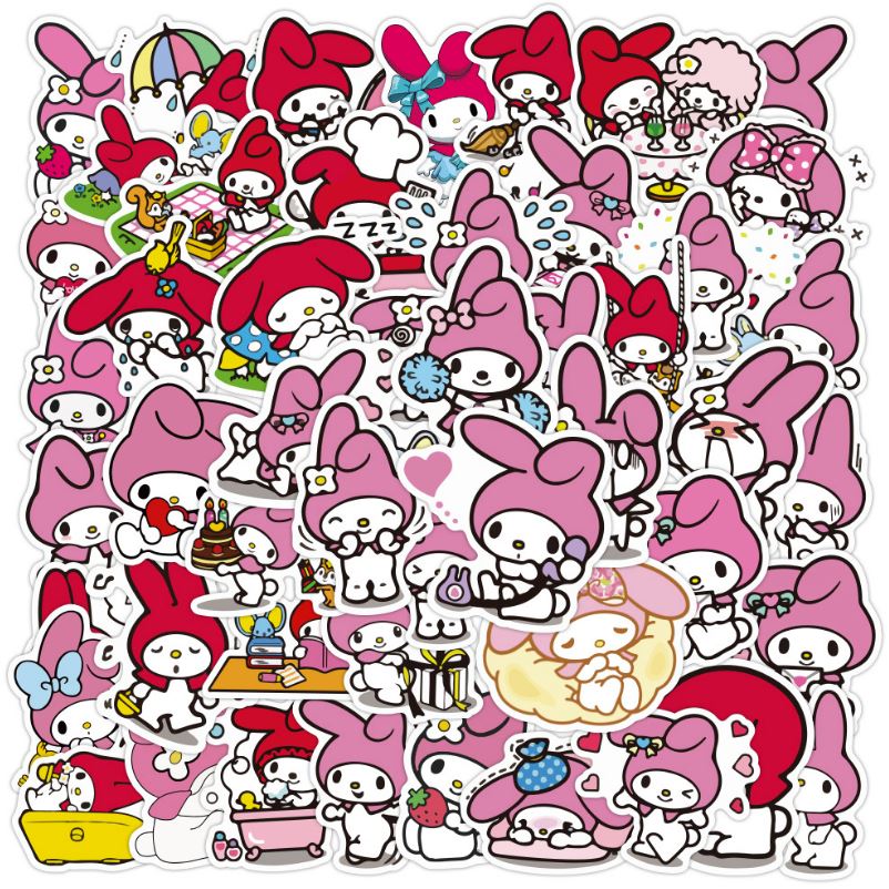 [HCM]Sticker THỎ Melody nhựa PVC không thấm nước dán nón bảo hiểm laptop điện thoại Vali xe Cực COOL #196