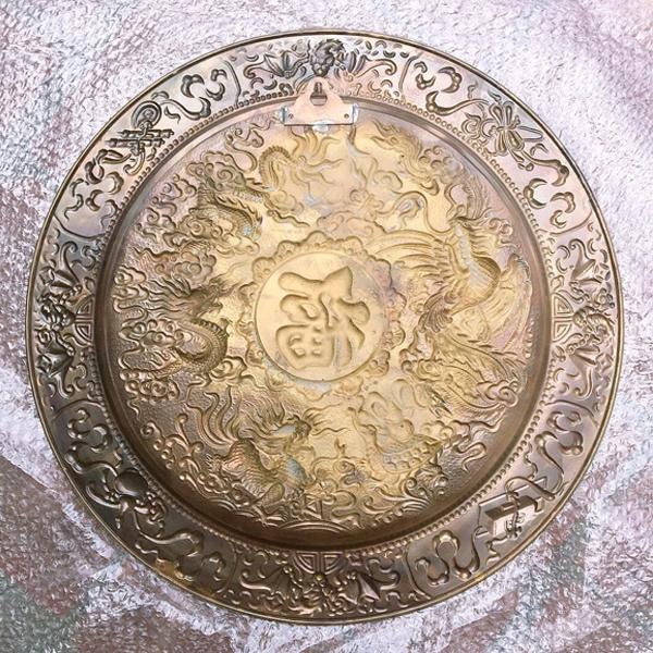 mâm tranh tứ linh 52cm chất liệu đồng