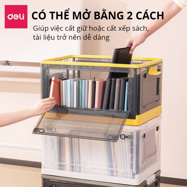 Hộp Đựng Đồ Cỡ Lớn Deli Có Nắp Đậy, Bánh Xe Cao Cấp Nhiều Kích Cỡ 28L/ 55L/ 86L Có Thể Tháo Lắp Tiết Kiệm Không Gian - VS484 - Hình ảnh 3