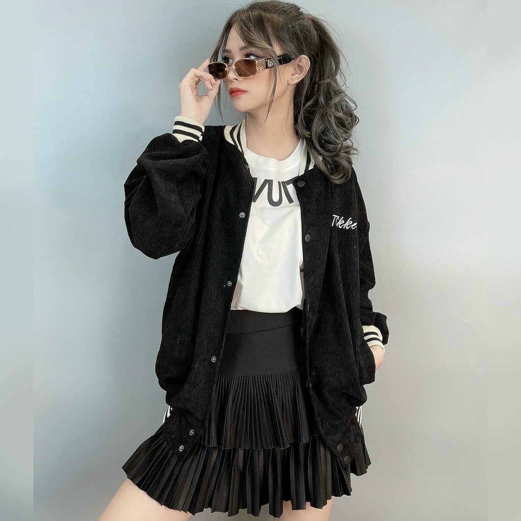 Áo khoác nhung tăm cổ chun basic cực đẹp