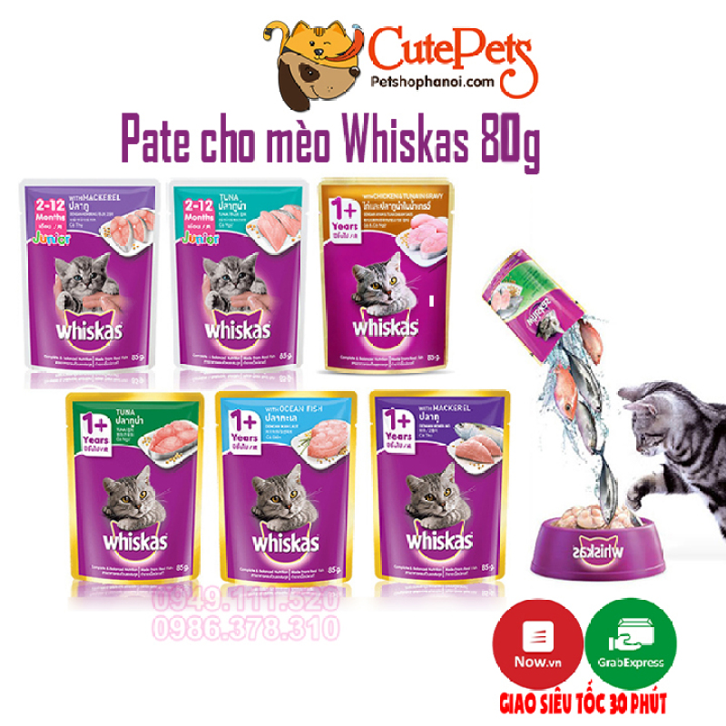 Pate mèo Whiskas 80g Thức ăn ướt cho mèo Thái Lan - CutePets