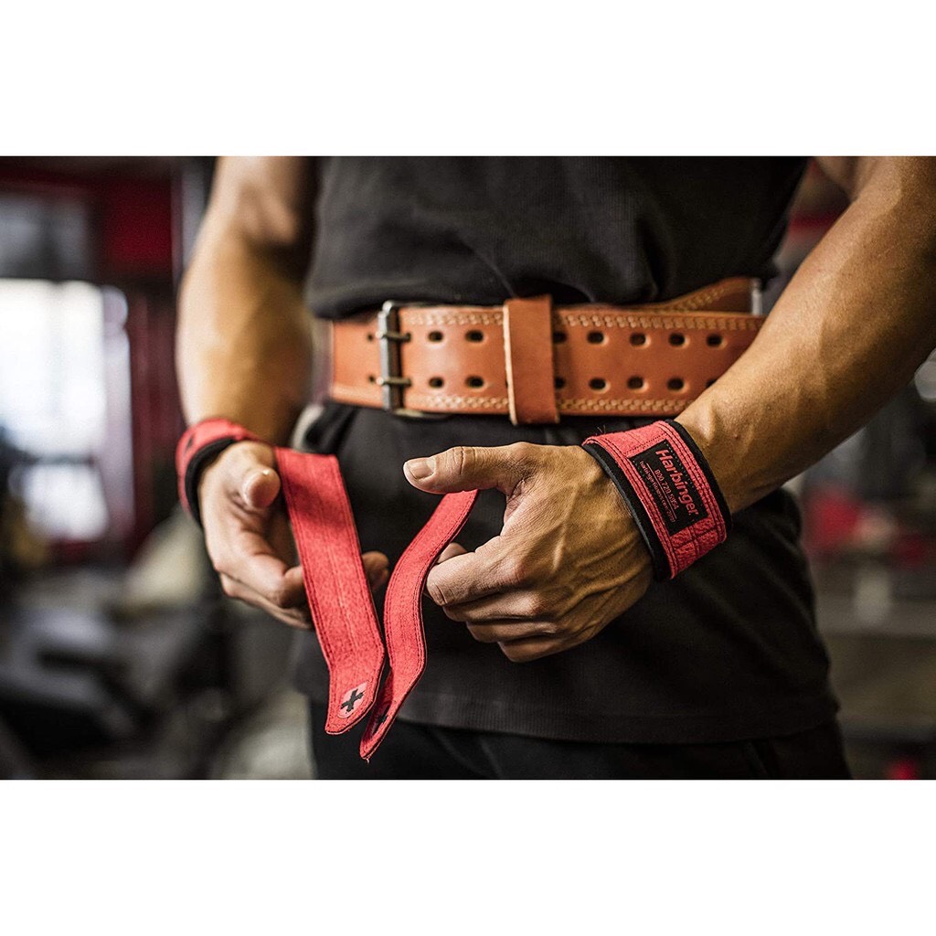 [HCM]Dây Kéo Lưng Tập Gym Harbinger Padded Leather (da thật) - RED