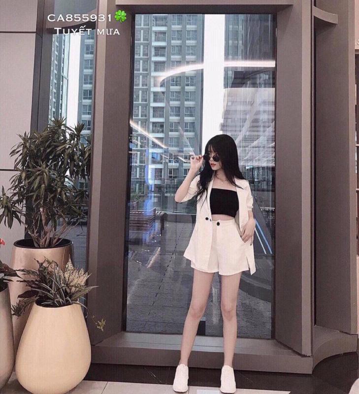 Set vest bộ đùi trẻ trung năng động (nguyên set gồm: áo vest, áo ống coton, quần đùi)
