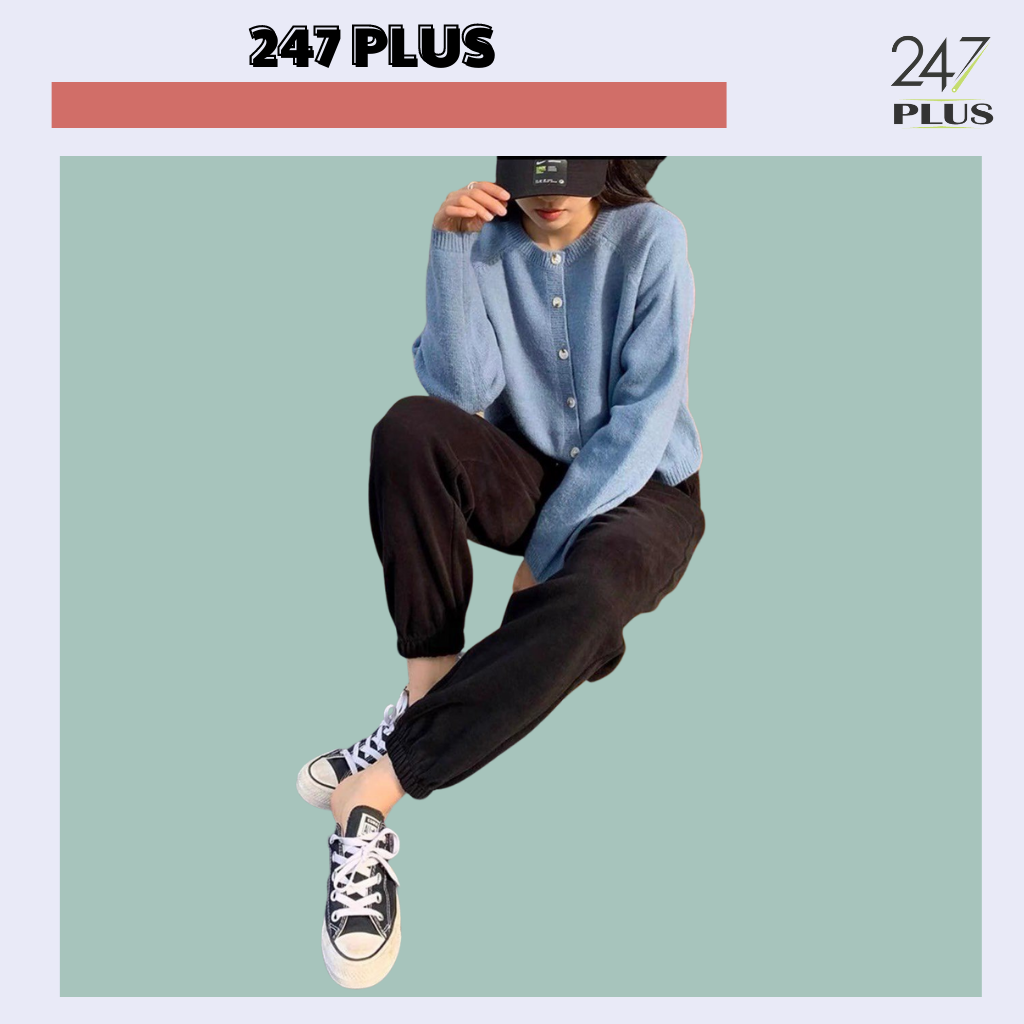 Quần Jogger 247PLUS nhung tăm trơn Basic Q8903 Freesize
