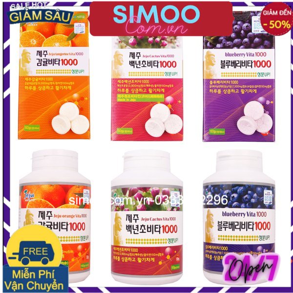 Sản phẩm chính hãng viên ngậm vitamin c jeju tăng sức đề kháng cho cơ thể hương việt quất - hàn quốc