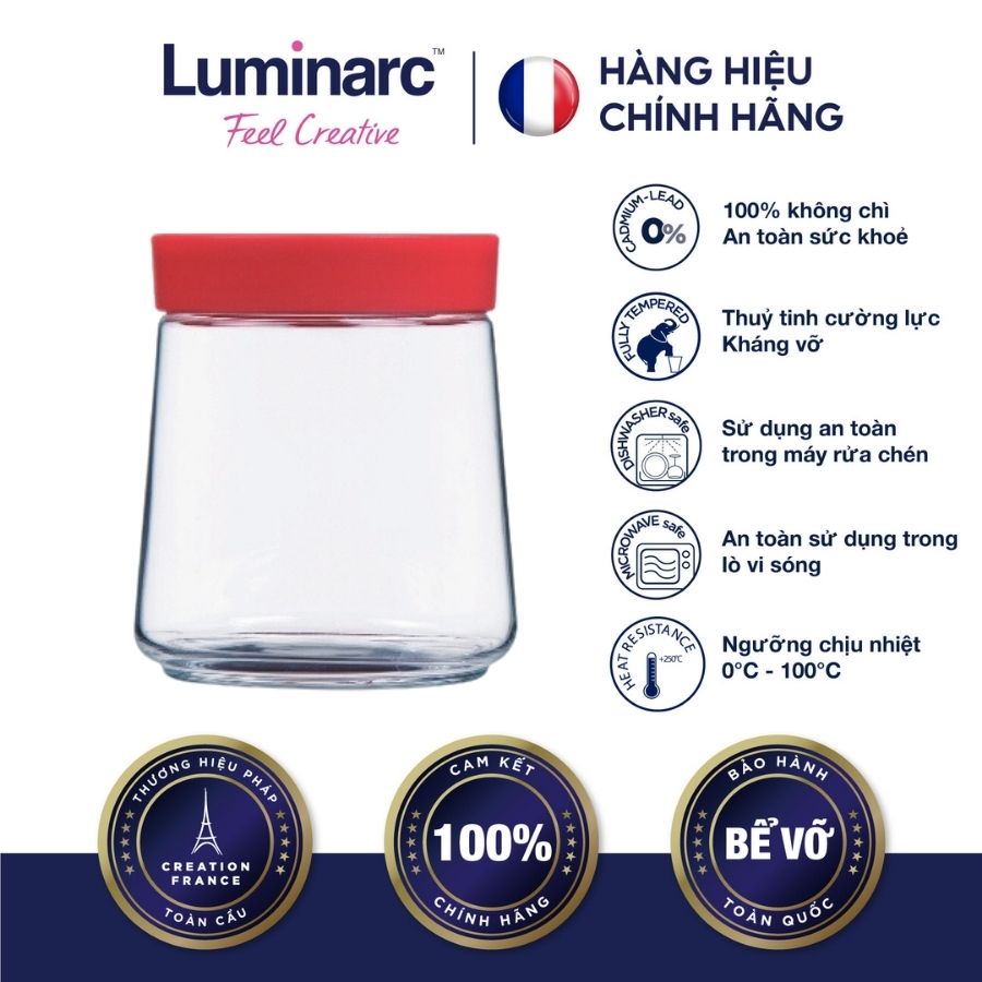 Hũ thuỷ tinh luminarc swing nắp đỏ 750ml- luhup5282