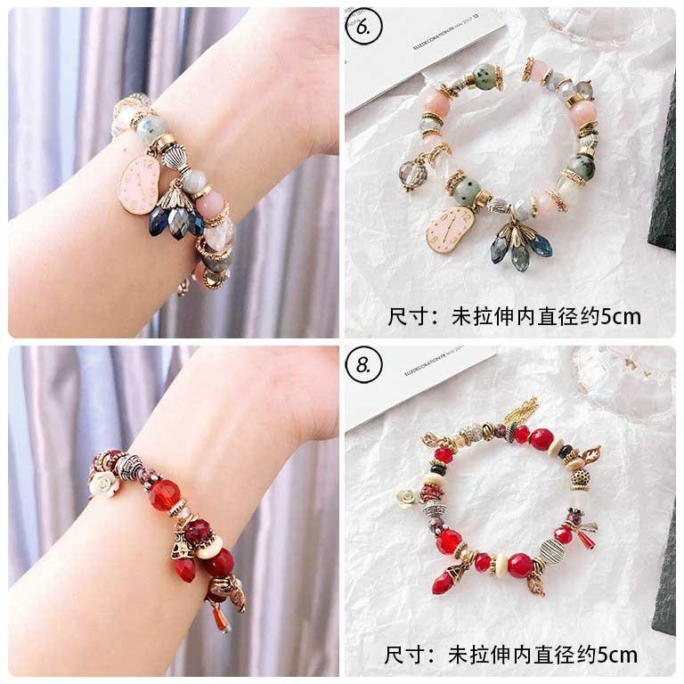 [HCM]Vòng Tay Charm Phong Cách Bohemian Xâu Đá Pha Lê Nhân Tạo Đa Màu Sắc Ah121
