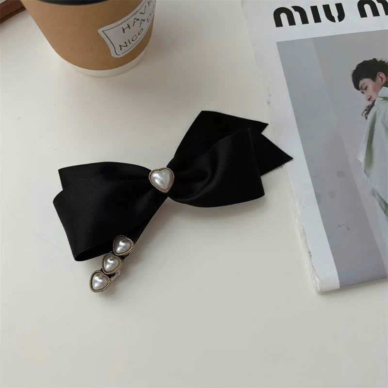 KẸP TÓC NƠ VẢI LỤA HOA TIM K, KẸP TÓC VẢI THỜI TRANG NỮ HOT TREND