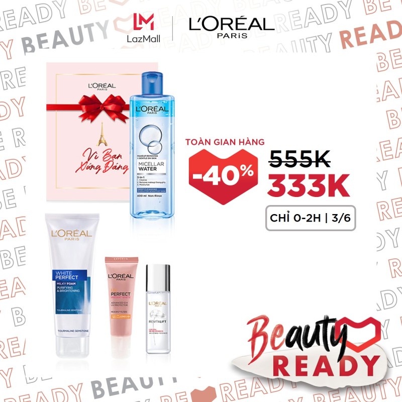 Bộ sản phẩm làm sạch và chống nắng chuyên sâu Loreal Paris