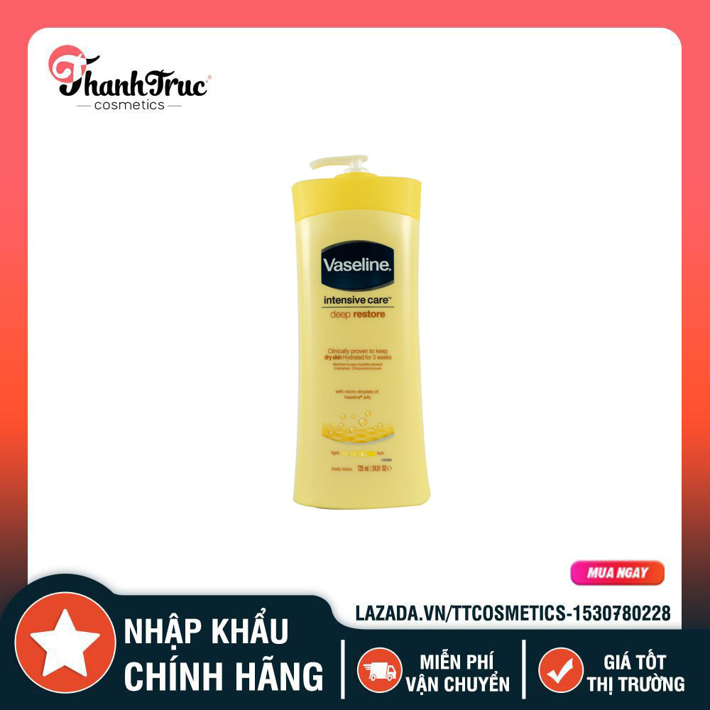 [HCM]SỮA DƯỠNG THỂ TRẮNG DA VASELINE INTENSIVE CARE DEEP RESTORE 725ML MỸ