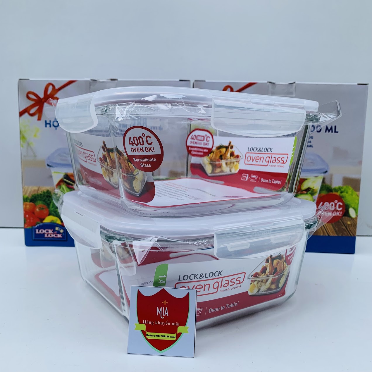 (1400ml) Hộp thủy tinh, thố thủy tinh đựng thức ăn Lock and Lock