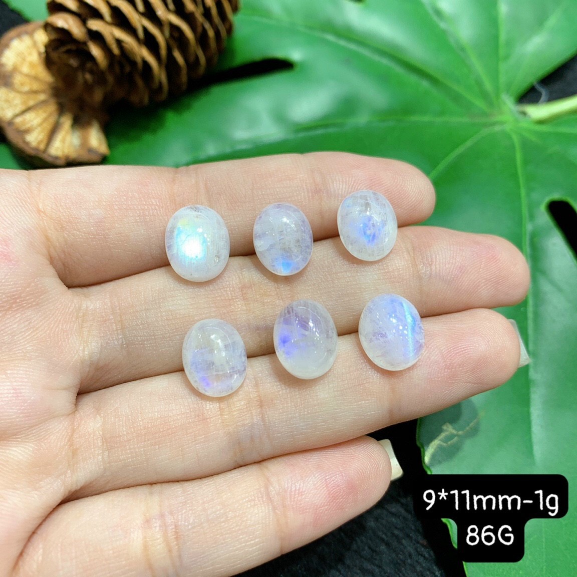 [HCM]Mặt Đá Mặt Trăng Hình Tròn Hình Giọt Nước Size 7-9mm