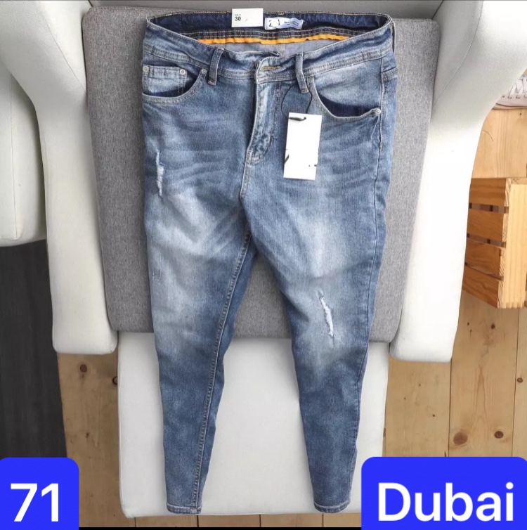 QUẦN JEAN NAM CHẤT BÒ XANH RÁCH NHỎ CO GIÃN NHẸ SIÊU SÀNH ĐIỆU DB-71 BASIC CAO CẤP - DUBAI FASHION