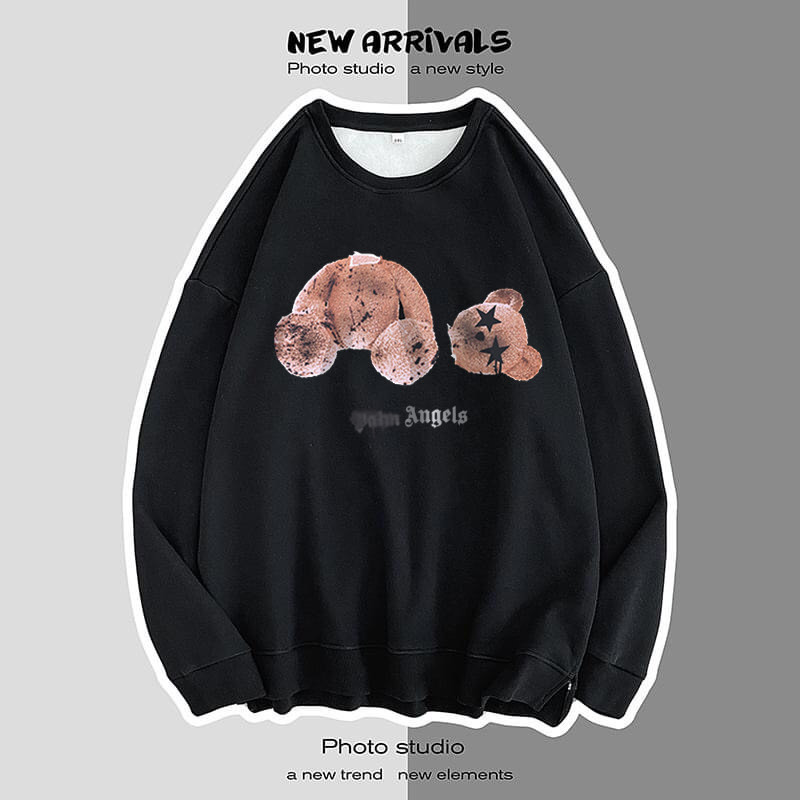 Áo tay dài breaking bear hottrend, sweater in hình gấu chất liệu nỉ bông dày, áo sweater fom rộng big size tối đa 140kg