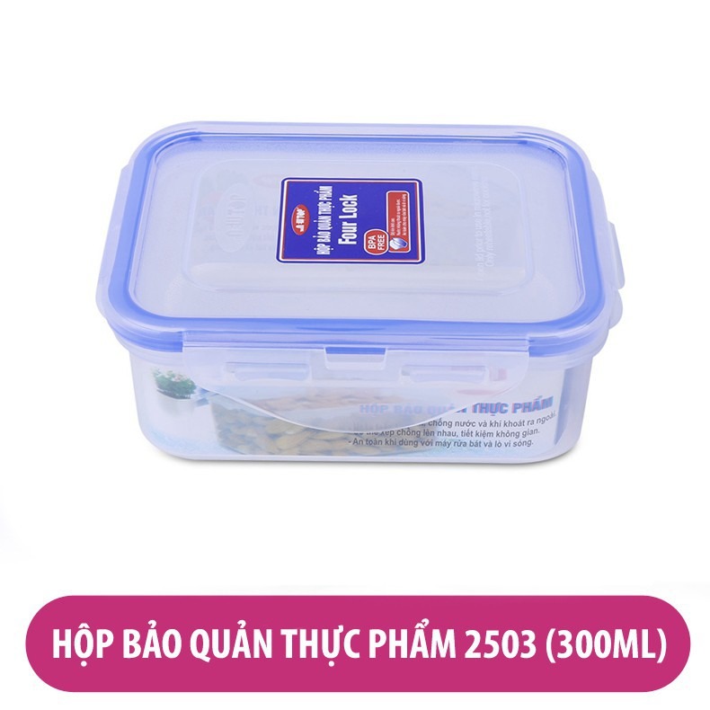 [CÓ RON CAO SU] Hộp bảo quản thực phẩm Four Lock 300ml