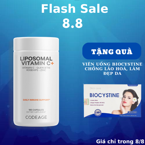 Viên Uống Vitamin C Codeage Liposomal Vitamin C+ Chống Lão Hoá, Tăng Cường Miễn Dịch 180 viên
