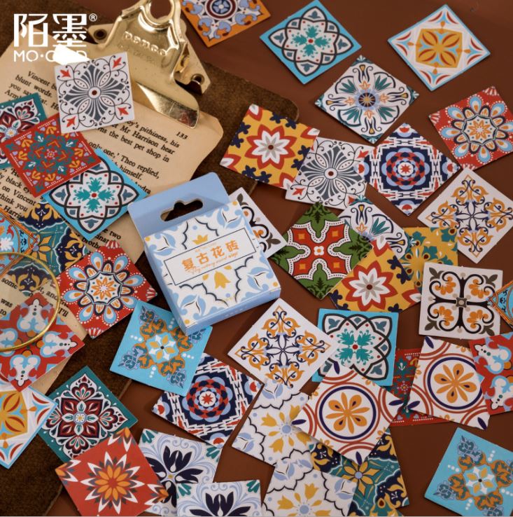 Bộ 46 sticker gạch bông dán trang trí e43 5.0