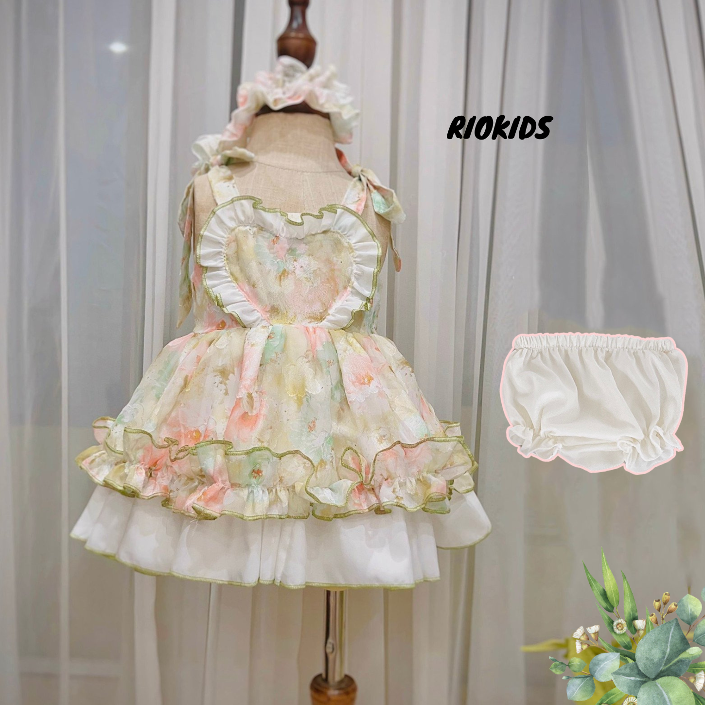 Tt39 váy công chúa 2 dây riokids đầm lolita bèo cho bé gái sơ sinh 1 2 tuổi