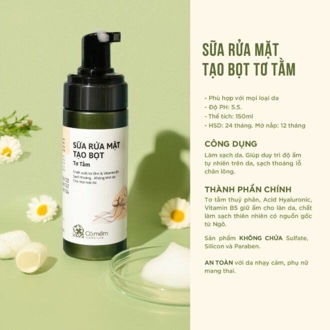 Combo Bọt Rửa Mặt Và Son Dưỡng Môi Cỏ Mềm