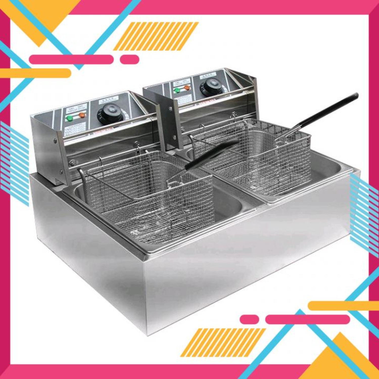 BẾP CHIÊN NHÚNG ĐIỆN ĐÔI 2 TANKS 8L