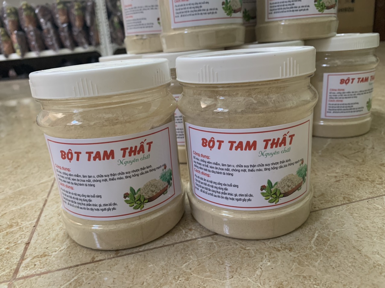 Hộp 500g bột tam thất bắc xay sẵn nguyên chất, xay từ loại củ tam thất 50-70 củ/1kg, cam kết nguyên chất, không pha trộn, thơm phức