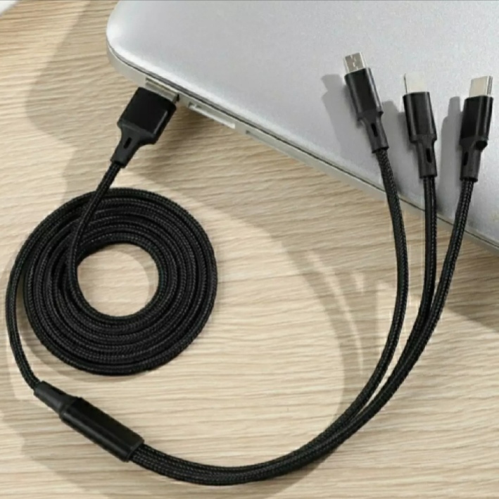 [HCM]Dây Cáp Dù 3 Đầu Sạc Đa Năng Lightning - Micro USB - Type C