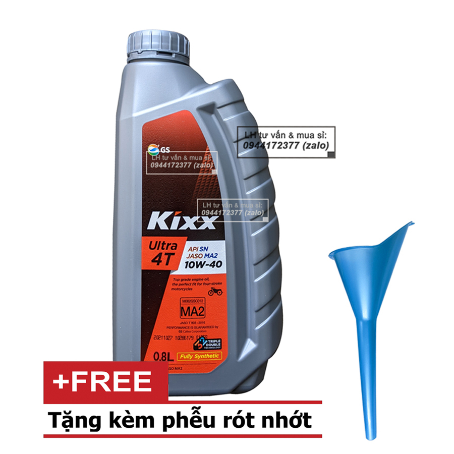 New dầu nhớt xe số kixx ultra 4t 10w40 800ml tặng 1 phễu thay nhớt