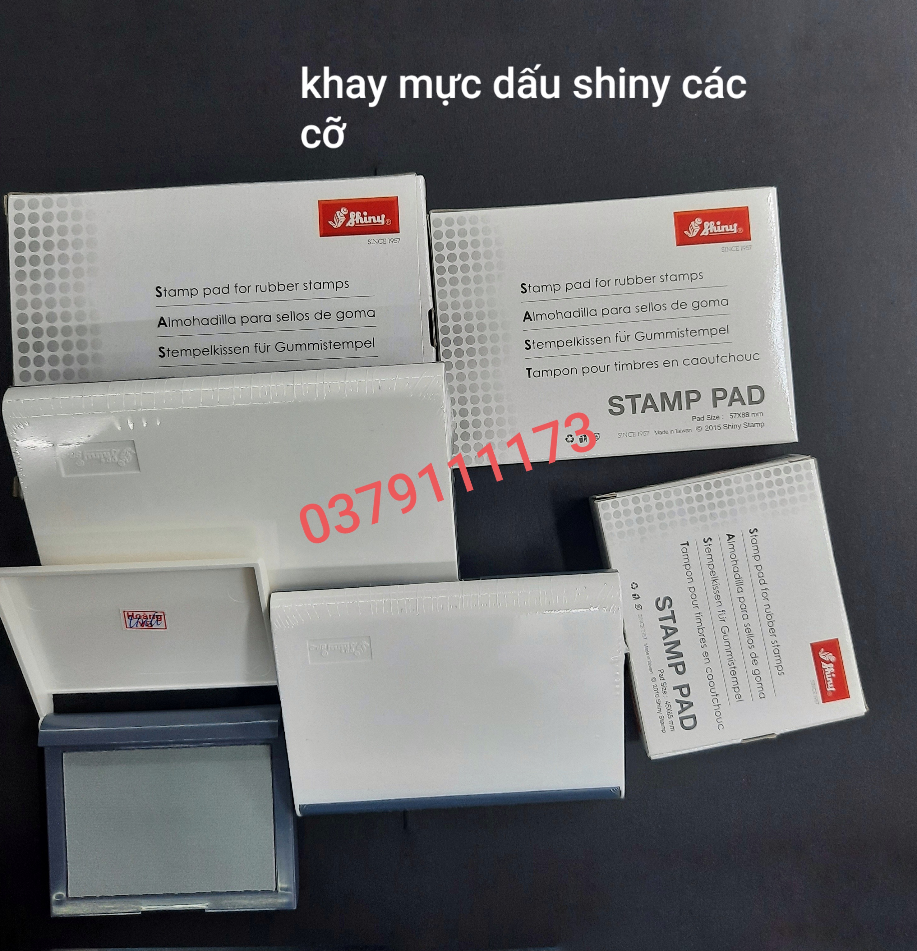 Bàn dấu,khay mực-tampon dấu shiny các cỡ