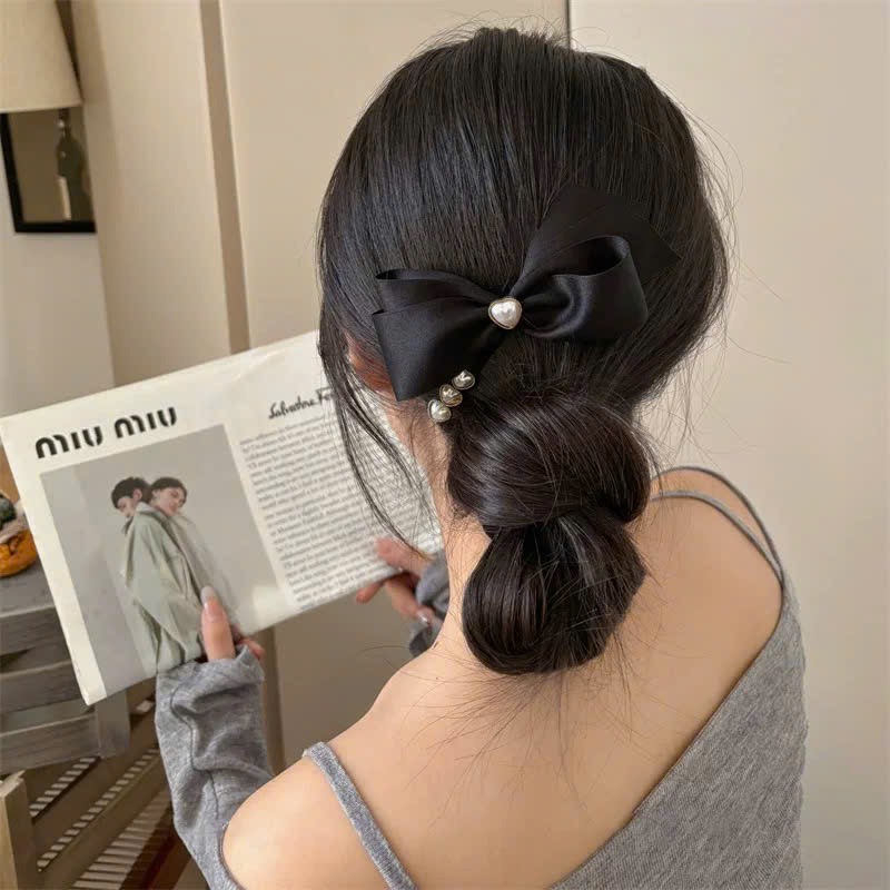 KẸP TÓC NƠ VẢI LỤA HOA TIM K, KẸP TÓC VẢI THỜI TRANG NỮ HOT TREND