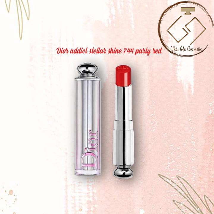 Son Dior số 744 màu đỏ cam Stellar Hydra Care Lip Shine Party Red