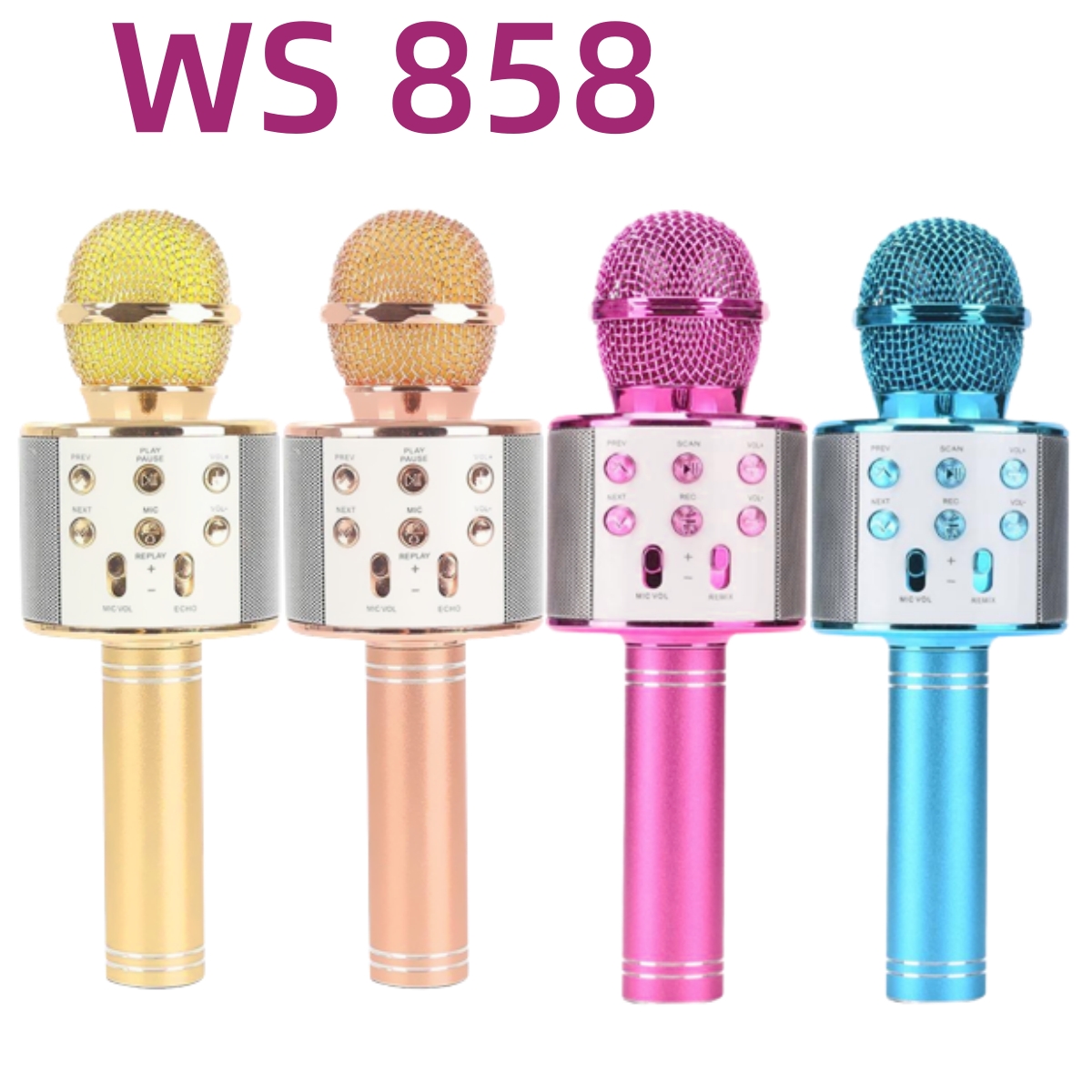 Micro Không Dây BLUETOOTH Tiện Dụng Chất Lượng Cao WS-858 ĐA NĂNG 6 TRONG 1 HÁT KARAOKE – Mic hát karaoke đa năng