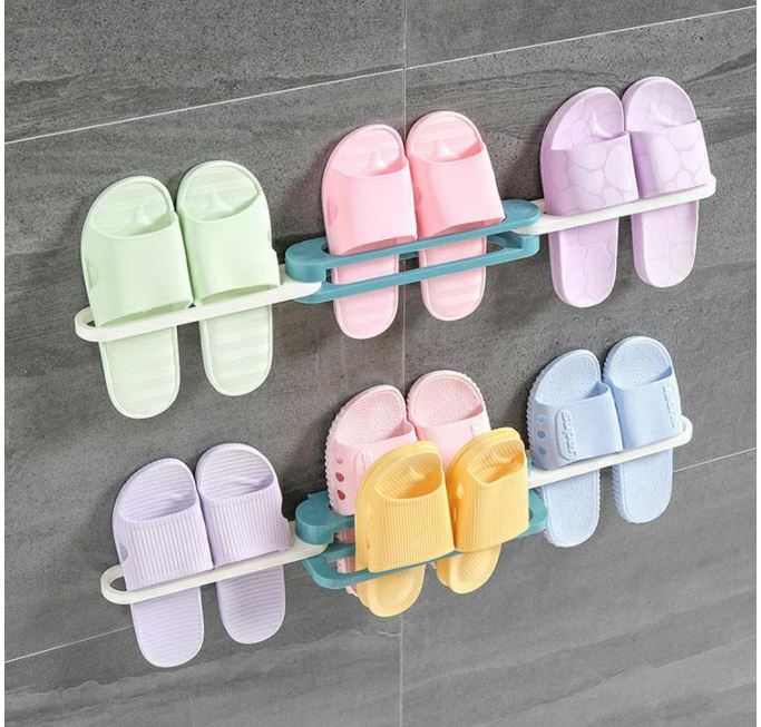 Multifunctional non-perforated wall-mounted shoe rack storage smart bathroom towel organizer