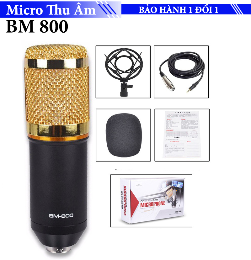 Mic hát karaoke, Micro Thu Âm Chuyên Nghiệp BM800 - Mic thu âm chất lượng cao giá rẻ
