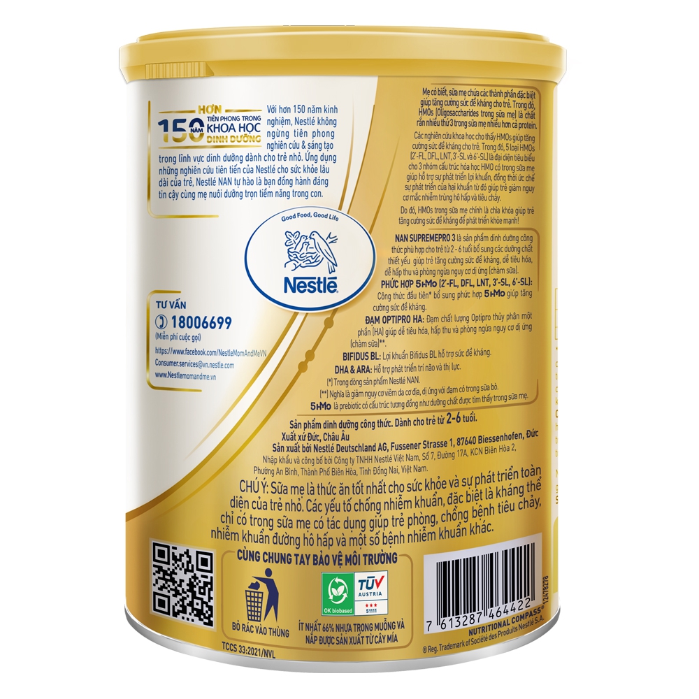 Sữa Bột Nestle' Nan Supreme Pro 3 - 800g