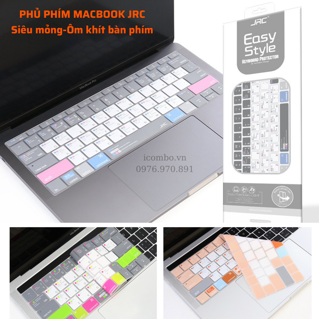 Phủ phím macbook chống nước, chống bụi bẩn JRC. Lót bàn phím macbook mỏng, nhẹ, ôm khít bàn phím MRKINMAC