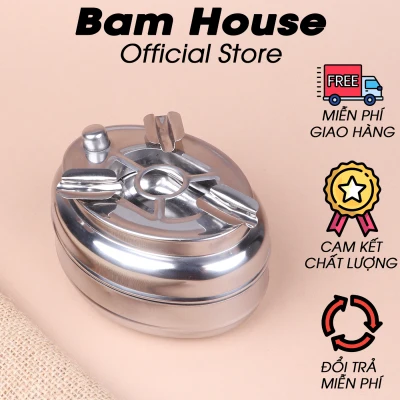 Gạt tàn thuốc nút bấm Bam House inox loại lớn cao cấp GTB01 – Bam House