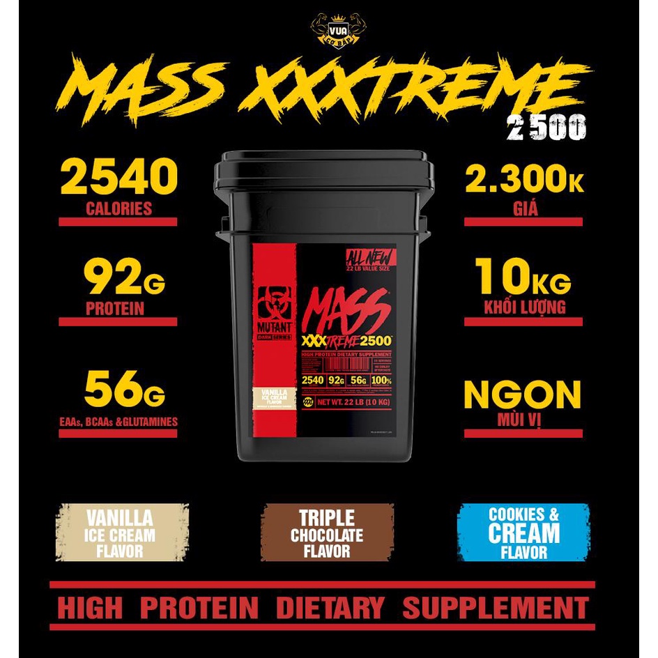 Mutant Mass Xtreme 22lbs Sữa Tăng Cân Tăng Cơ Nhanh Cho Người Tập Thể Hình