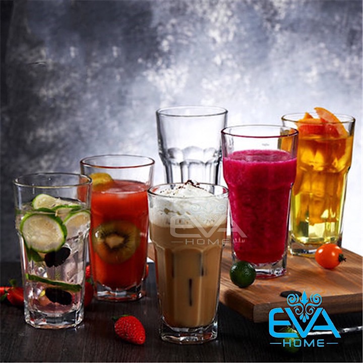 [HCM]Bộ 12 Ly Thuỷ Tinh 8 Góc Uống Sinh Tố 410 Ml TVP-KG390