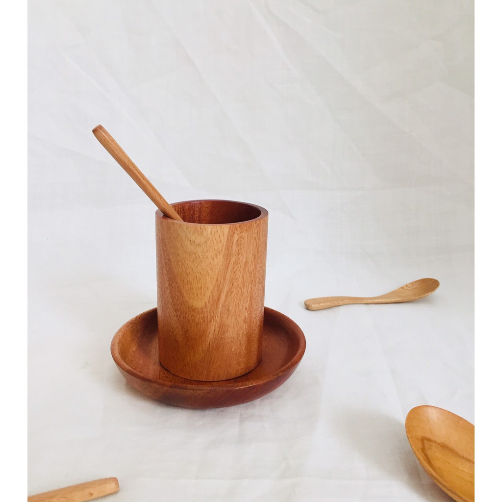 Dĩa Tròn Gỗ Xà Cừ Thanh Tú 14Cm