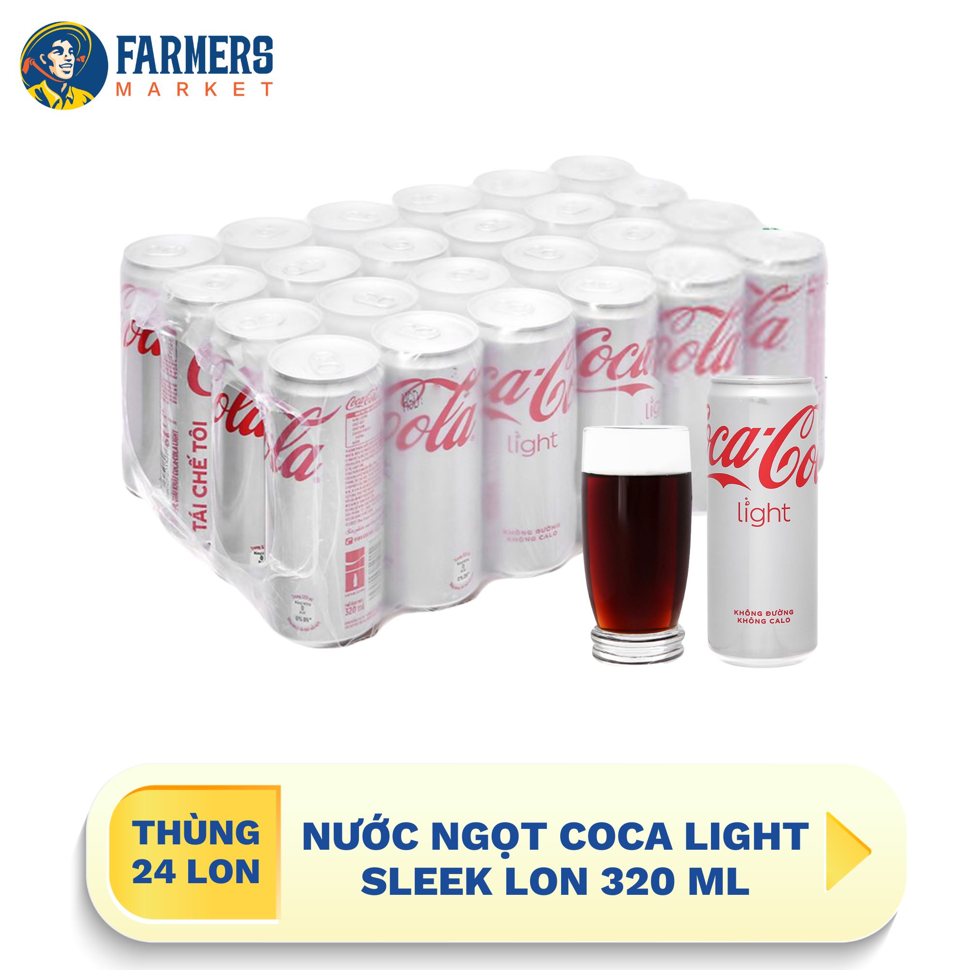 Giao hàng toàn quốc Thùng 24 Lon nước ngọt Coca Light Sleek 320 ml Lon