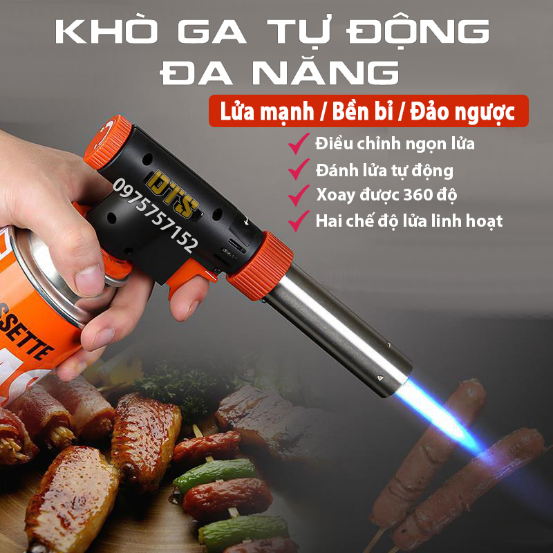 Đèn khò ga xoay 360 độ đánh lửa tự động, hai chế độ lửa linh hoạt, khò lửa bình gas cao cấp, khò gas đa năng điều chỉnh nhiệt 1300 độ C, ống phun lửa INOX 304, chế biến thức ăn cho thợ chuyên nghiệp, tiêu chuẩn Nhật Bản